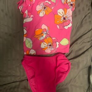 Old Navy Pink and Orange Floral Swimsuit